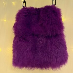 Purple Genuine Rabbit Fur Bag